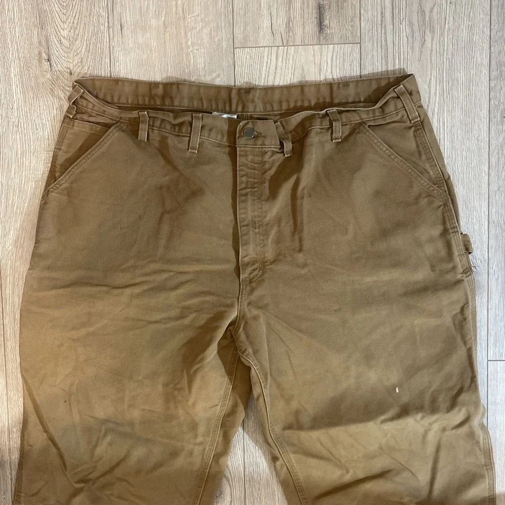 Carhartt  B11 Dungaree Fit Carpenter Canvas Pants Mens 44x32 Brown Distressed